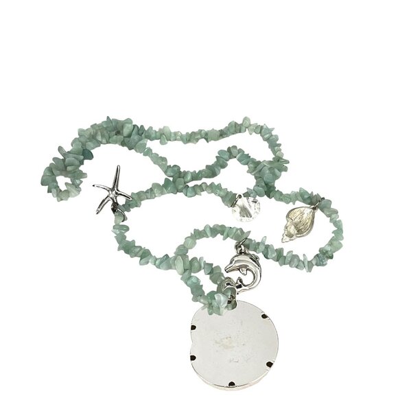 Handcrafted Faux Aquamarine Chip Bead Necklace With Ocean-Themed Charms & Silver - Picture 7 of 10